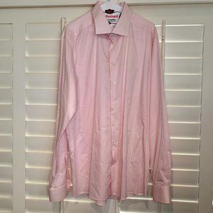Eton Contemporary Fine Twill Pink & White Striped Men's Button Up Shirt-XL